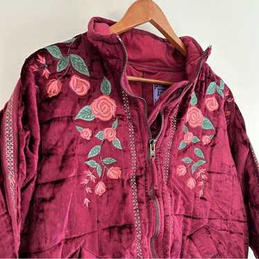 Free People Anna Sui Dolman Quilted Jacket XS Vel… - image 1