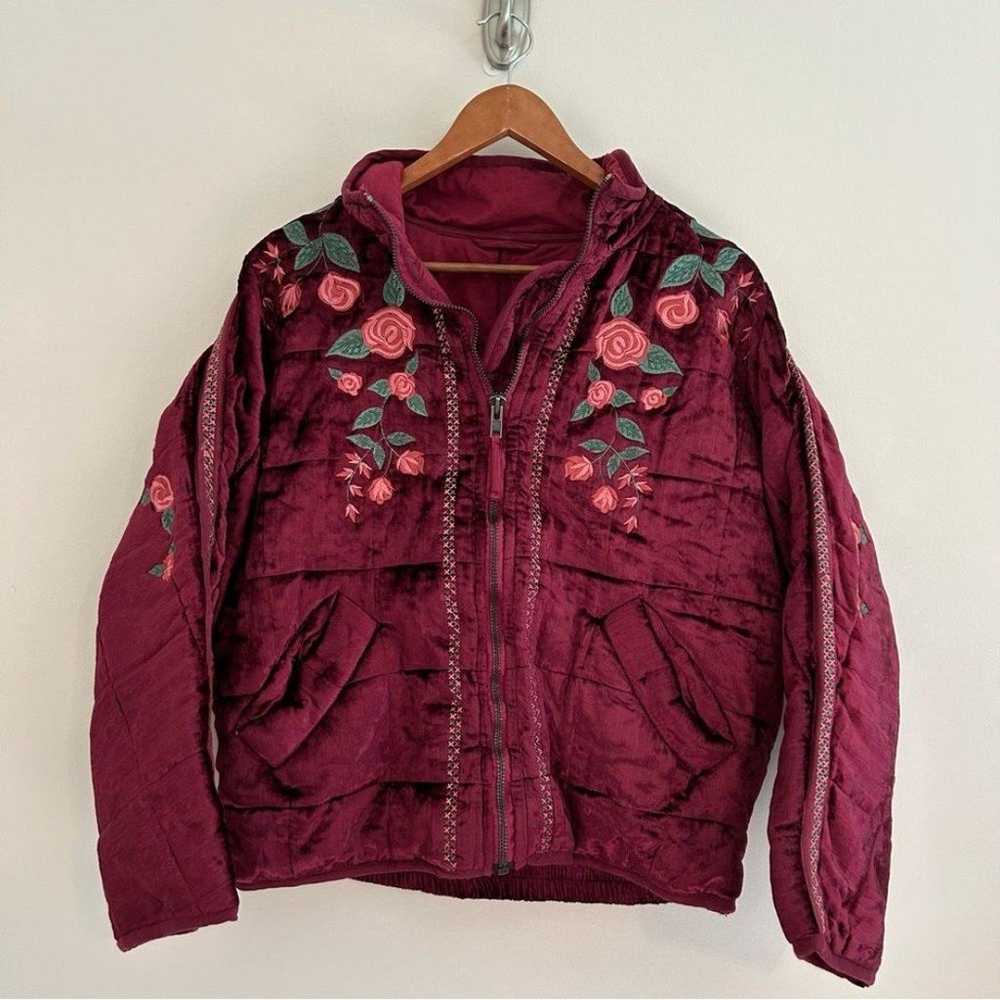 Free People Anna Sui Dolman Quilted Jacket XS Vel… - image 2