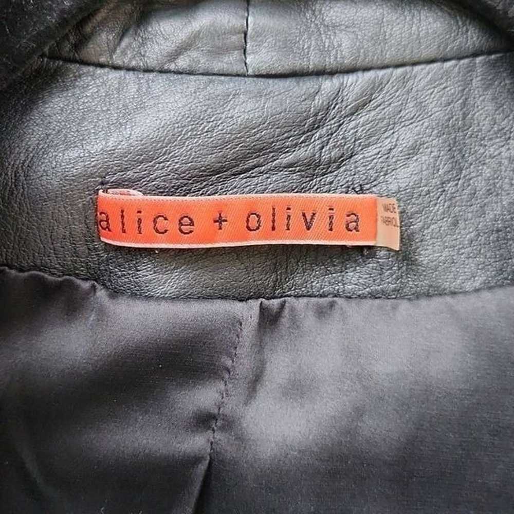 Alice + Olivia Crop Leather Linen Jacket - image 6