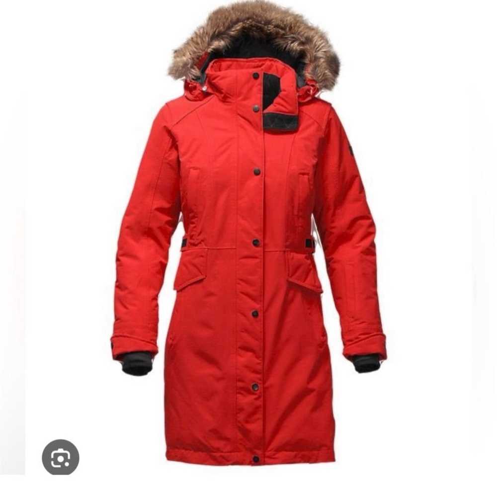 The North Face Tremaya Women's Red Down Hooded Pa… - image 1
