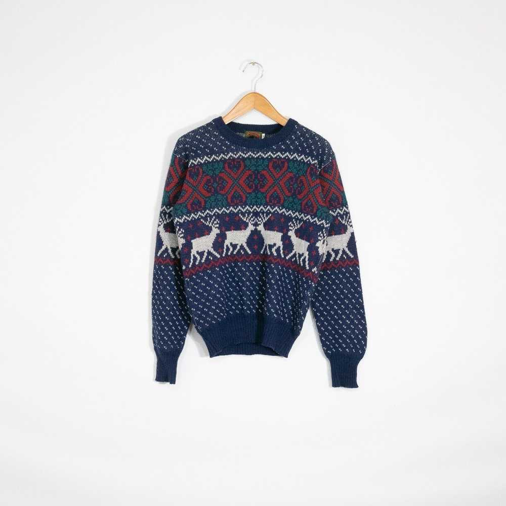 Vintage Vintage Fair Isle Winter Pattern Wool Swe… - image 1