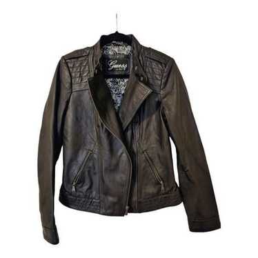 GUESS Genuine Leather Moto Jacket - Size Medium