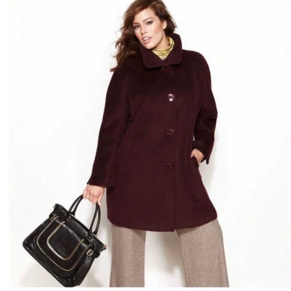Ellen Tracy Mid Length Bordeaux Burgundy Wool Ble… - image 1