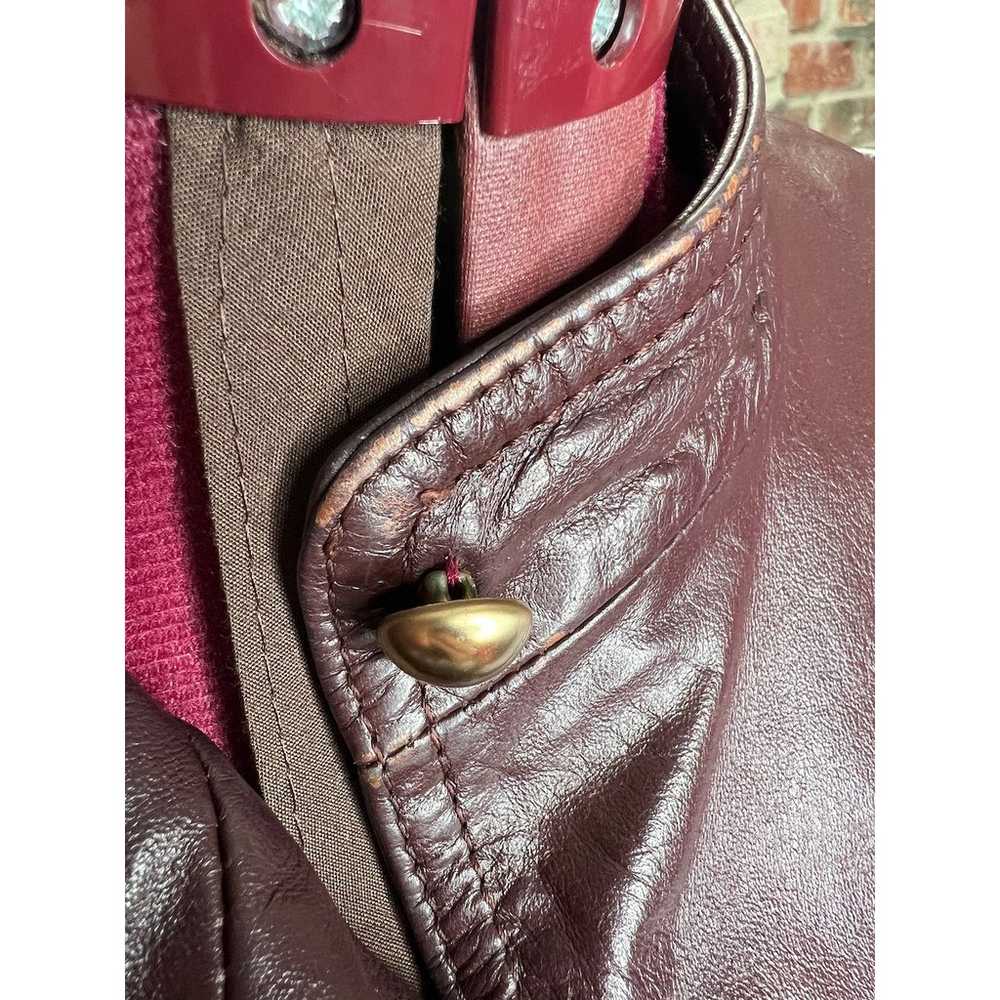 leather Jacket OXBLOOD red burgundy wine cropped … - image 10