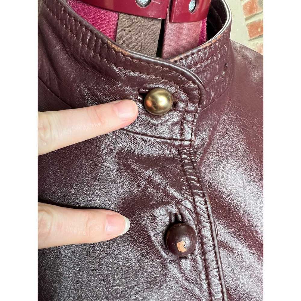 leather Jacket OXBLOOD red burgundy wine cropped … - image 4