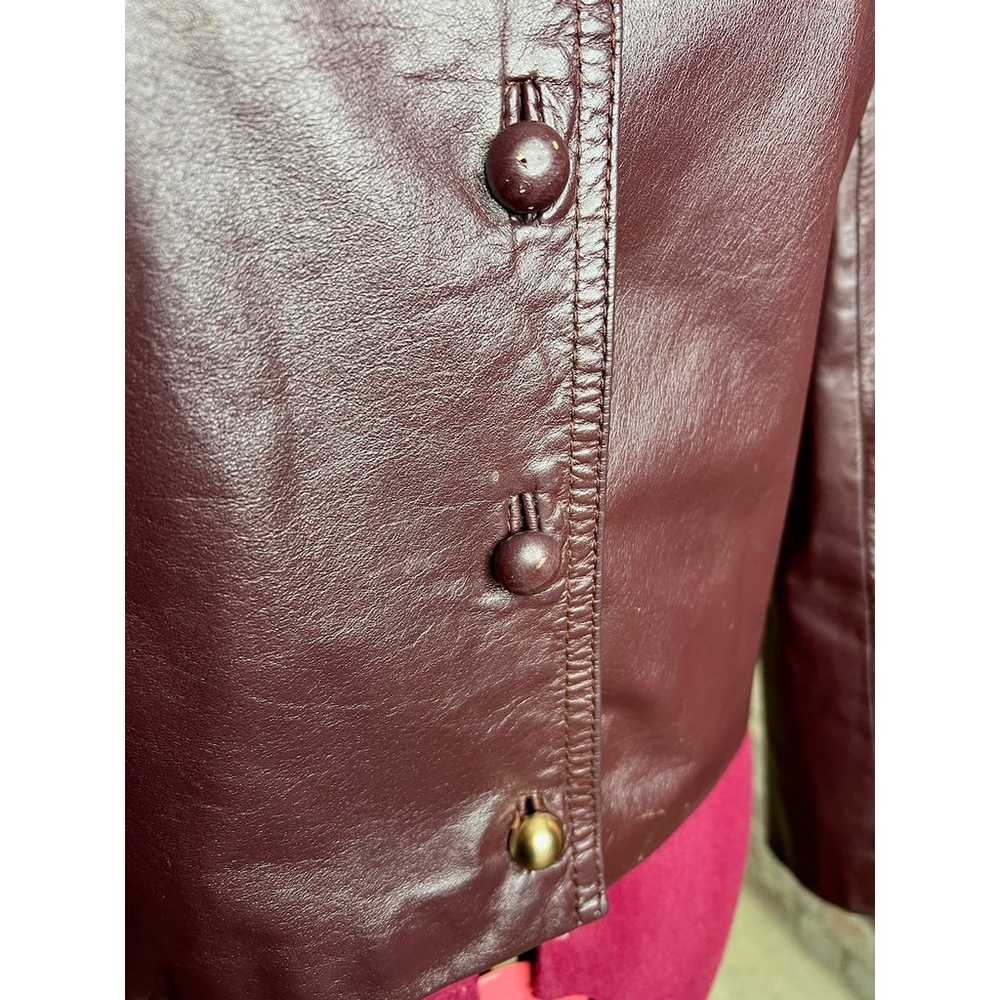 leather Jacket OXBLOOD red burgundy wine cropped … - image 6