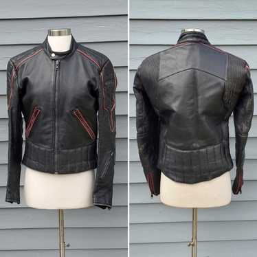 Vintage 90s y2k Hein Gericke Black Red Leather Mo… - image 1