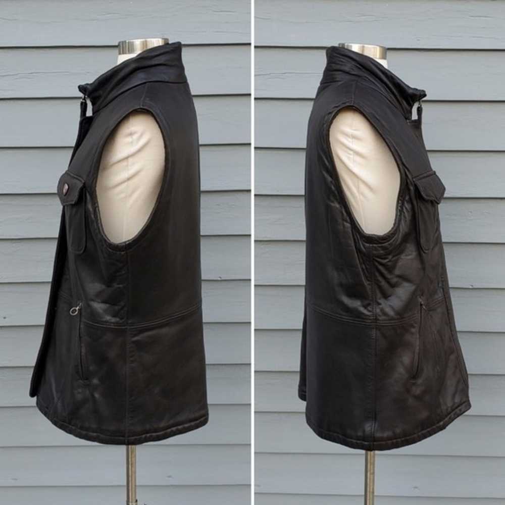 Vintage 90s y2k Black Lambskin Leather Cotton Ins… - image 6