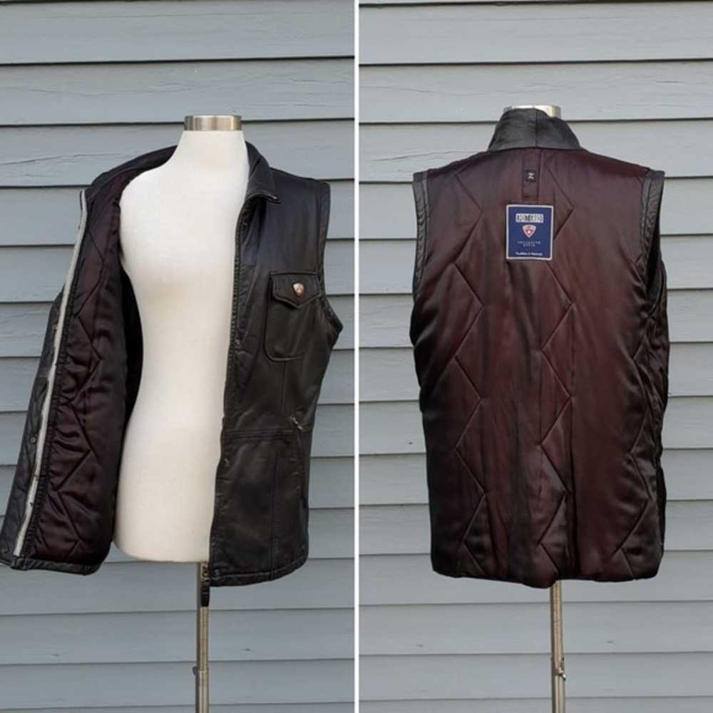 Vintage 90s y2k Black Lambskin Leather Cotton Ins… - image 7