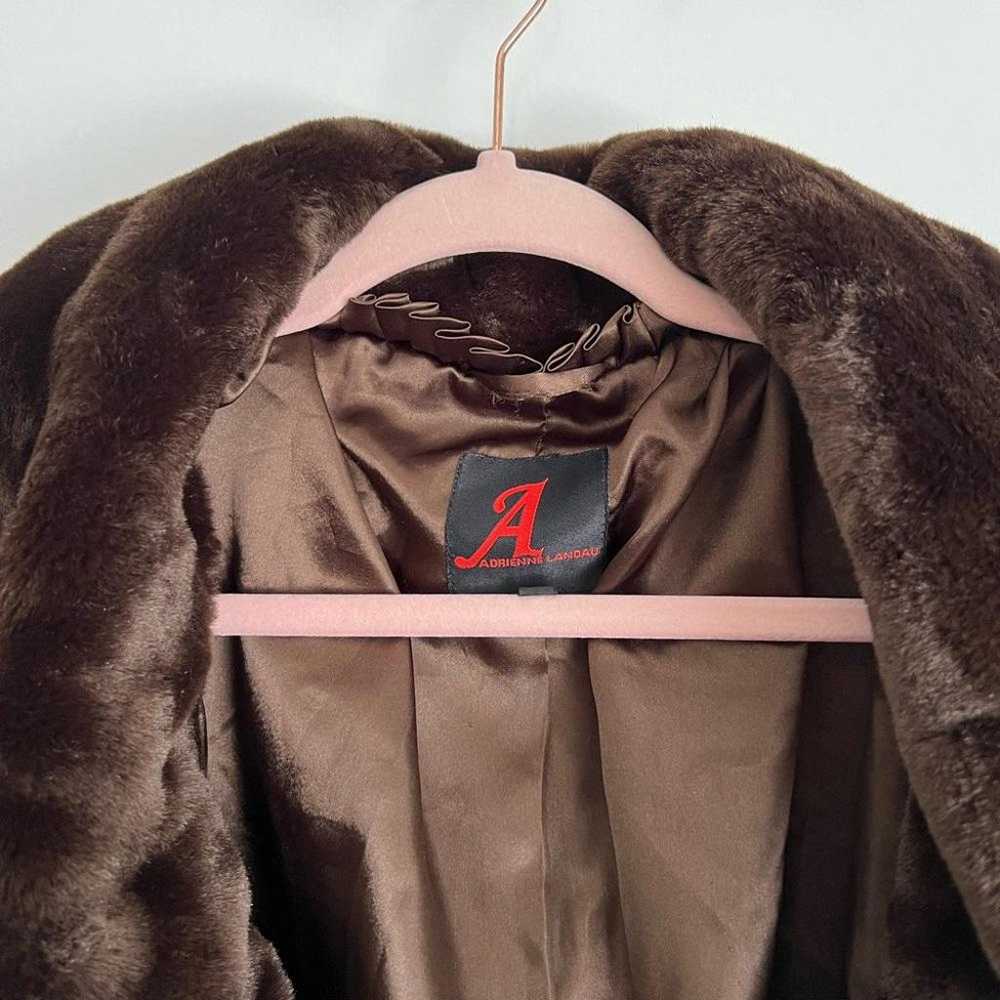 NWOT Gorgeous Adrienne Landau Brown Faux Fur Coat… - image 10