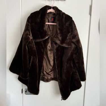 NWOT Gorgeous Adrienne Landau Brown Faux Fur Coat… - image 1