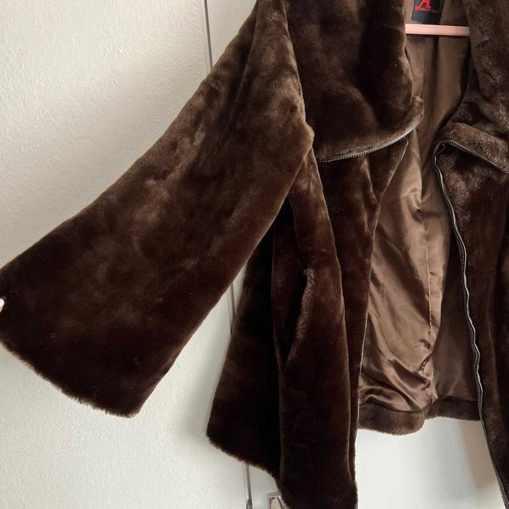 NWOT Gorgeous Adrienne Landau Brown Faux Fur Coat… - image 3
