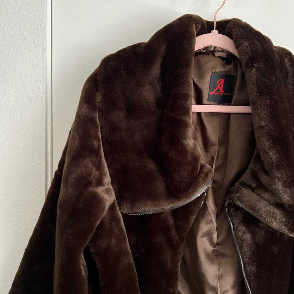 NWOT Gorgeous Adrienne Landau Brown Faux Fur Coat… - image 4