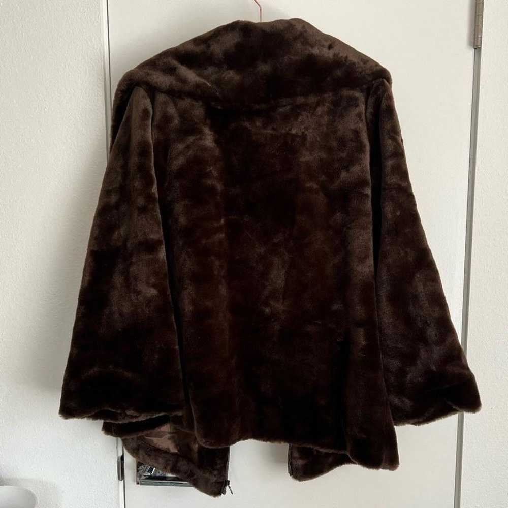 NWOT Gorgeous Adrienne Landau Brown Faux Fur Coat… - image 6
