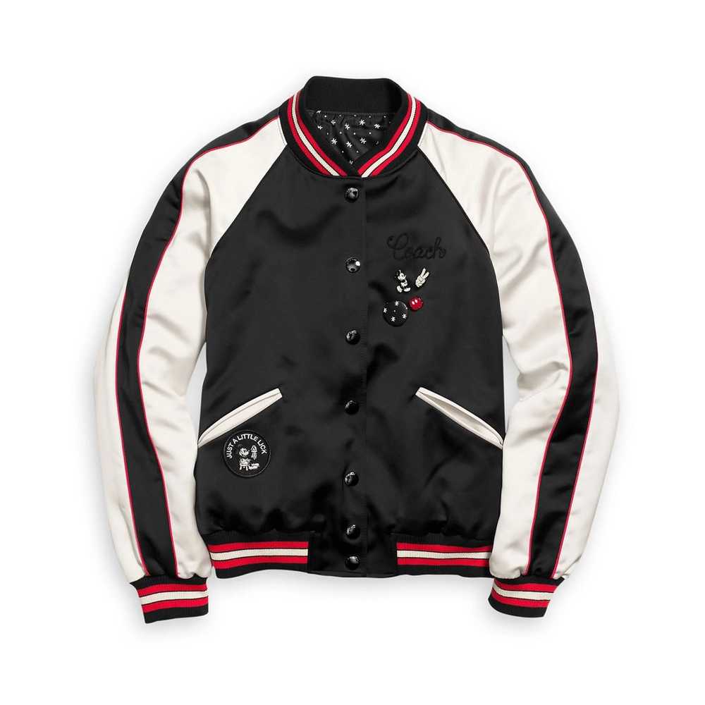 Coach x Disney black satin bomber jacket, reversi… - image 1