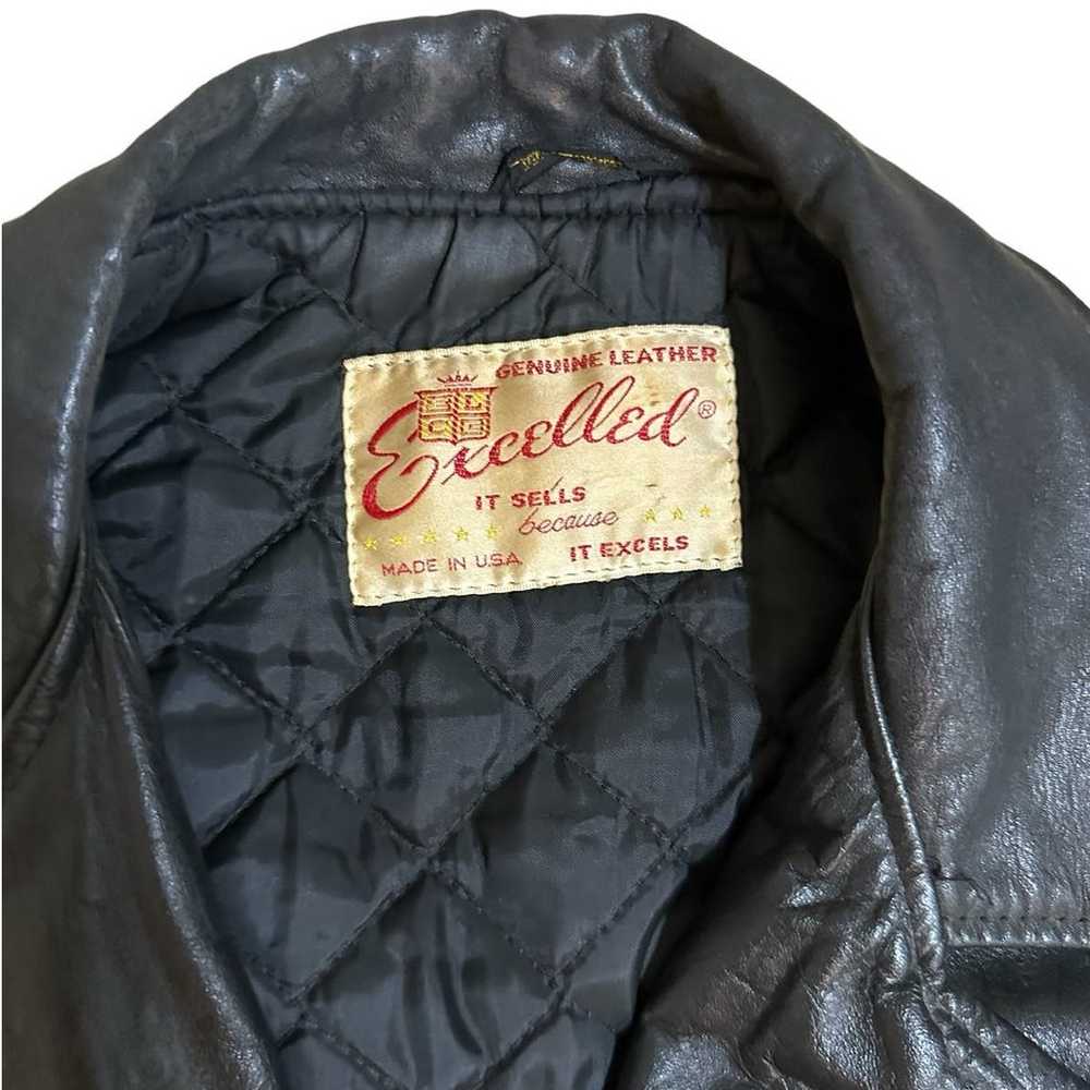 Vintage Excelled Black Leather Motorcycle jacket … - image 2