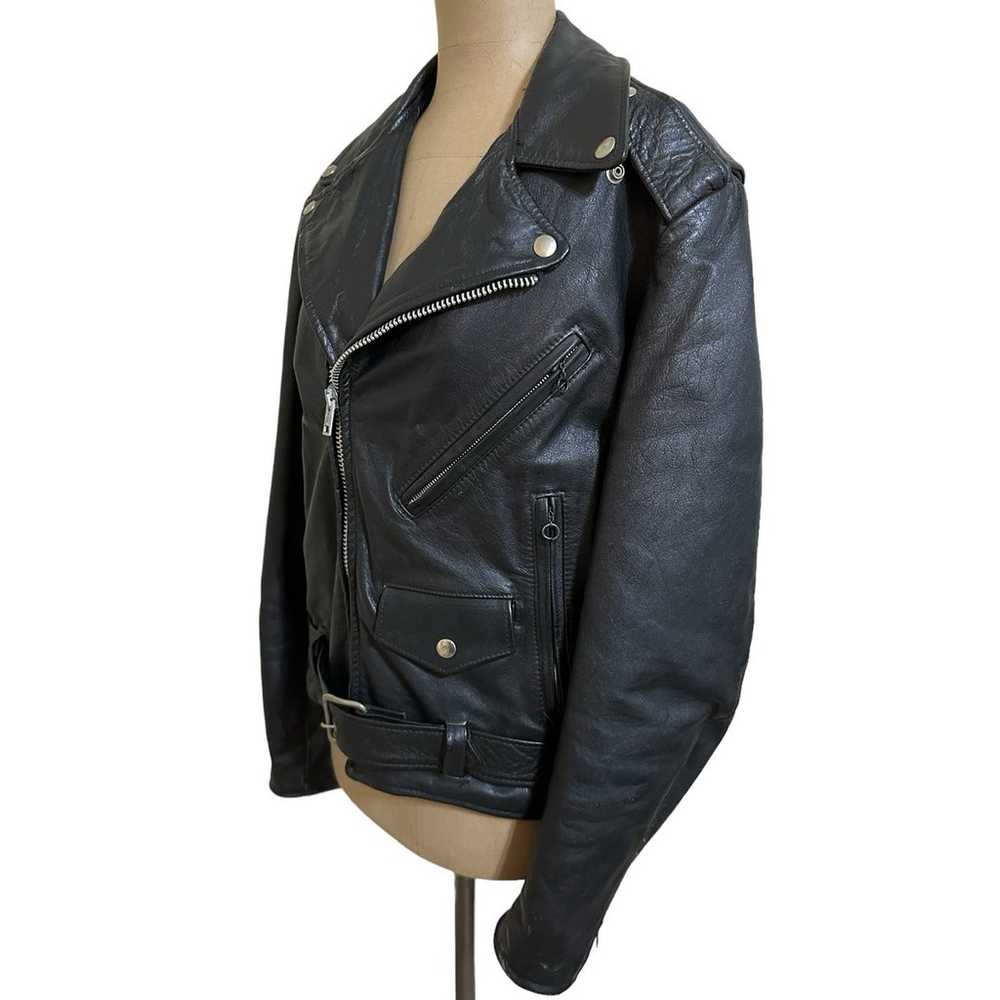 Vintage Excelled Black Leather Motorcycle jacket … - image 7