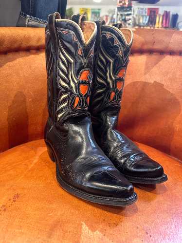 1960's Handmade Embossed Eagle Western Boots 7.5D 