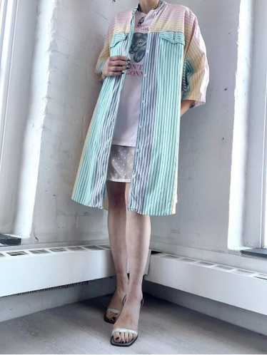 cotton pastel strips shirt dress
