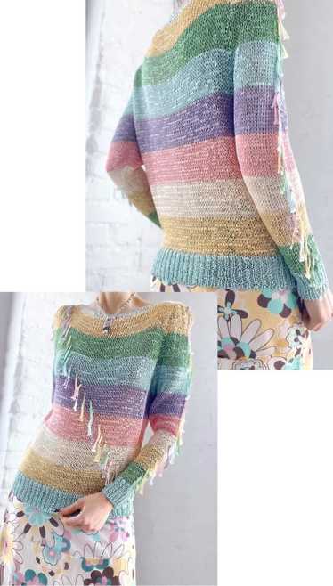pastel stripe fringe knit