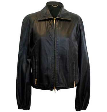 Product Details Gucci Black Leather Bomber Jacket - image 1