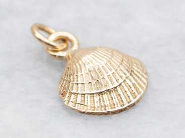 Gold Clam Shell Charm Pendant - image 1