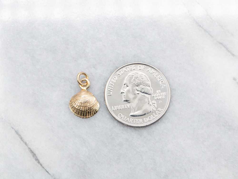 Gold Clam Shell Charm Pendant - image 3