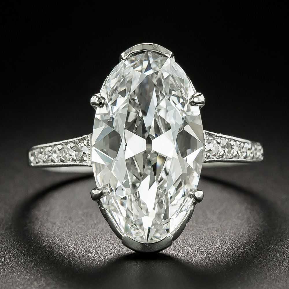 Rare Art Deco 4.45 Carat Oval Diamond Engagement … - image 1