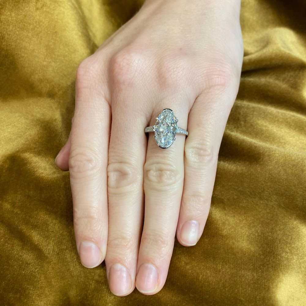 Rare Art Deco 4.45 Carat Oval Diamond Engagement … - image 7