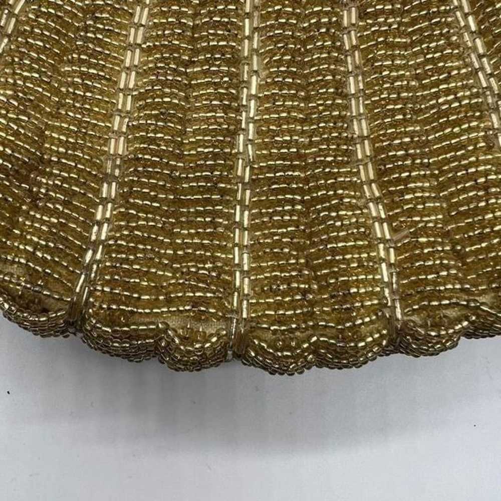 Vintage Gold Mid Century Beaded Clam Shell Shaped… - image 6