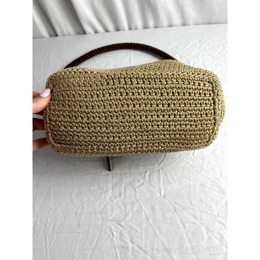 The SAK Vintage Tan Crochet Y2K Larger Woven Purs… - image 3