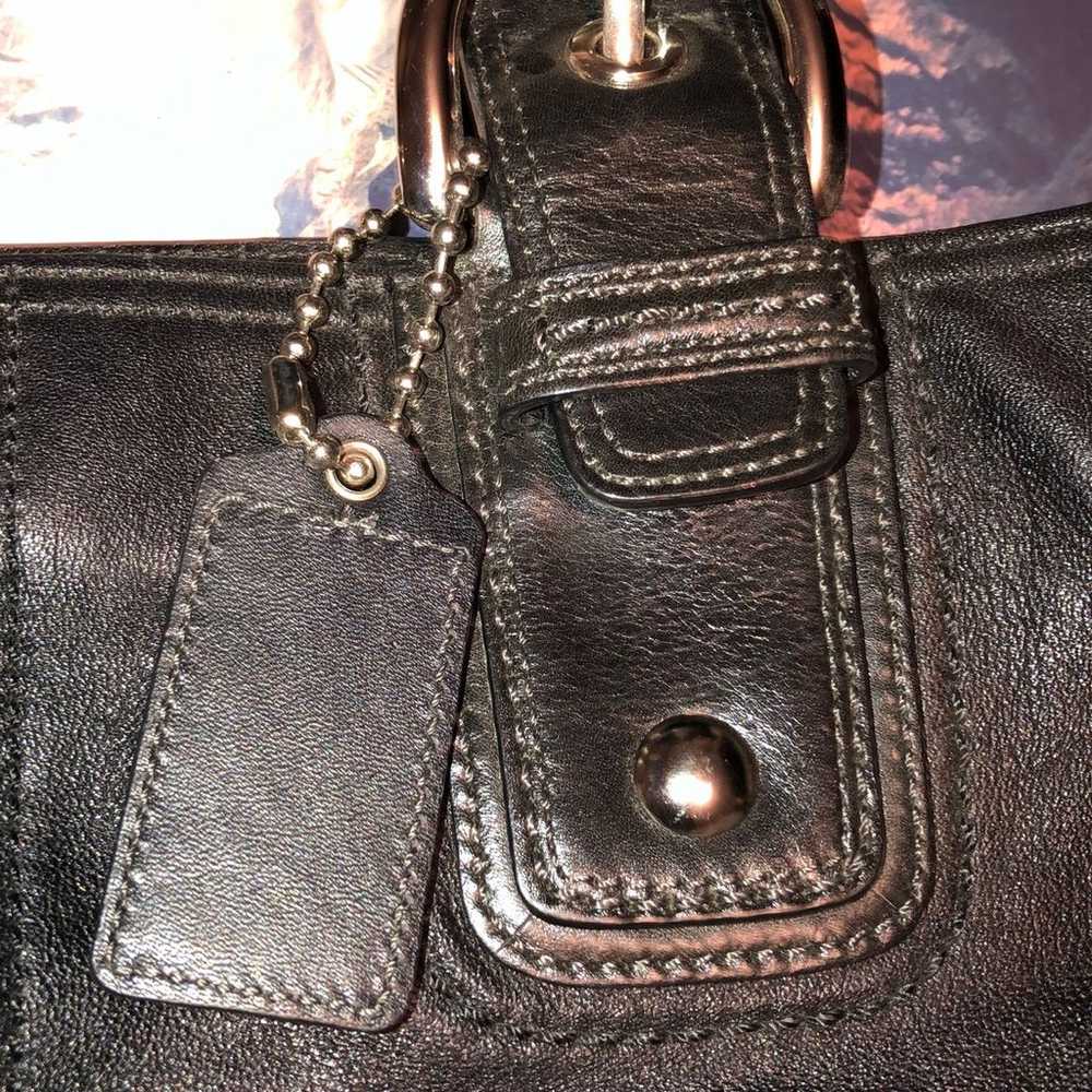 Vintage Coach Black Leather Handbag - image 11