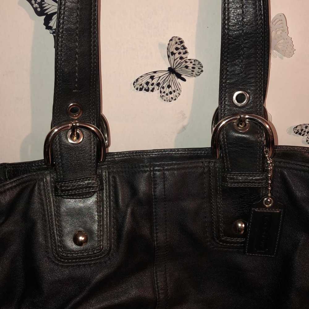 Vintage Coach Black Leather Handbag - image 3