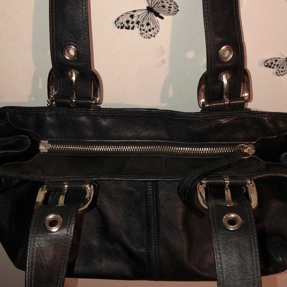 Vintage Coach Black Leather Handbag - image 7