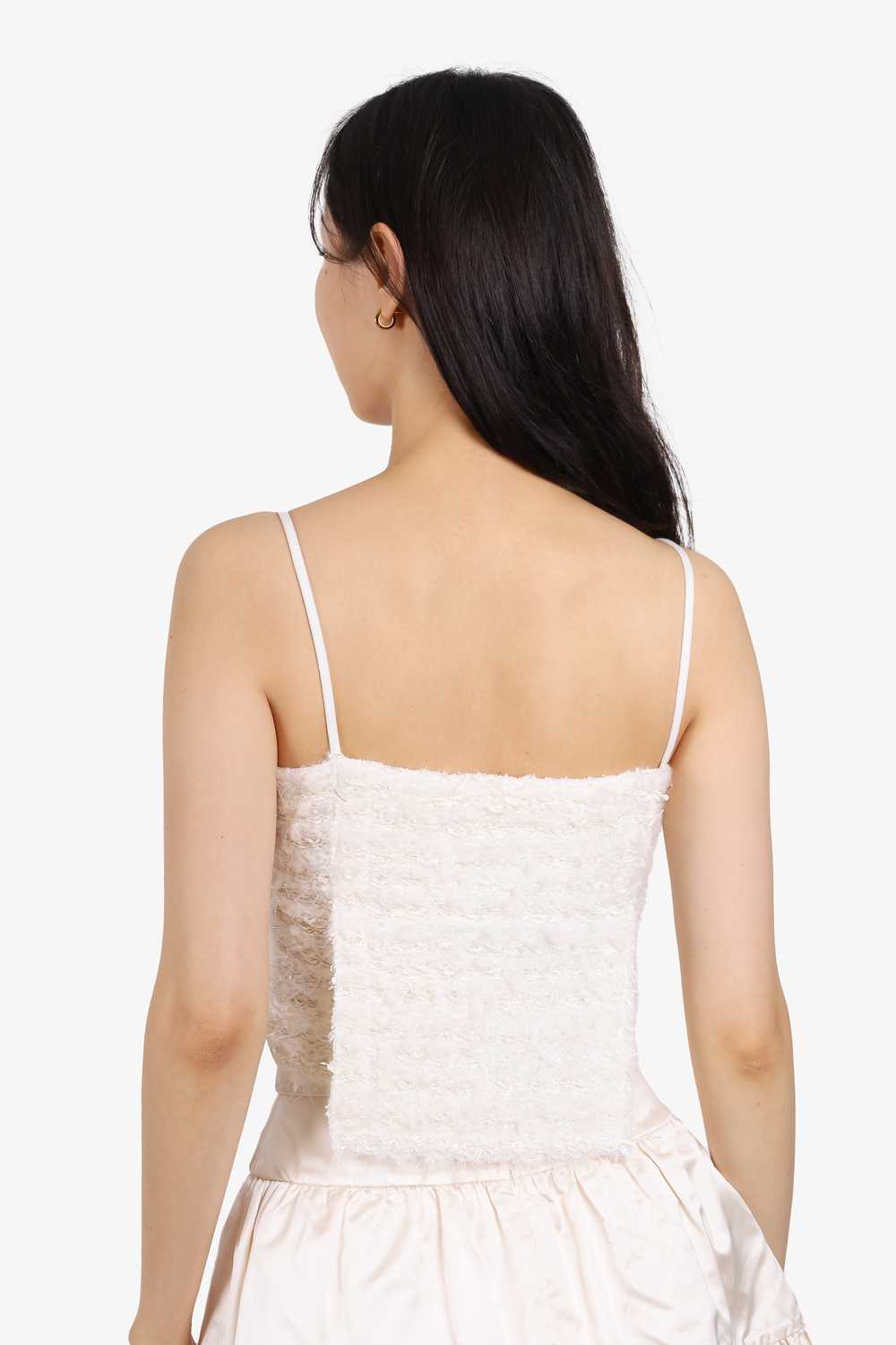 Balmain White Tweed Embellished Tweed Crop Top Si… - image 4