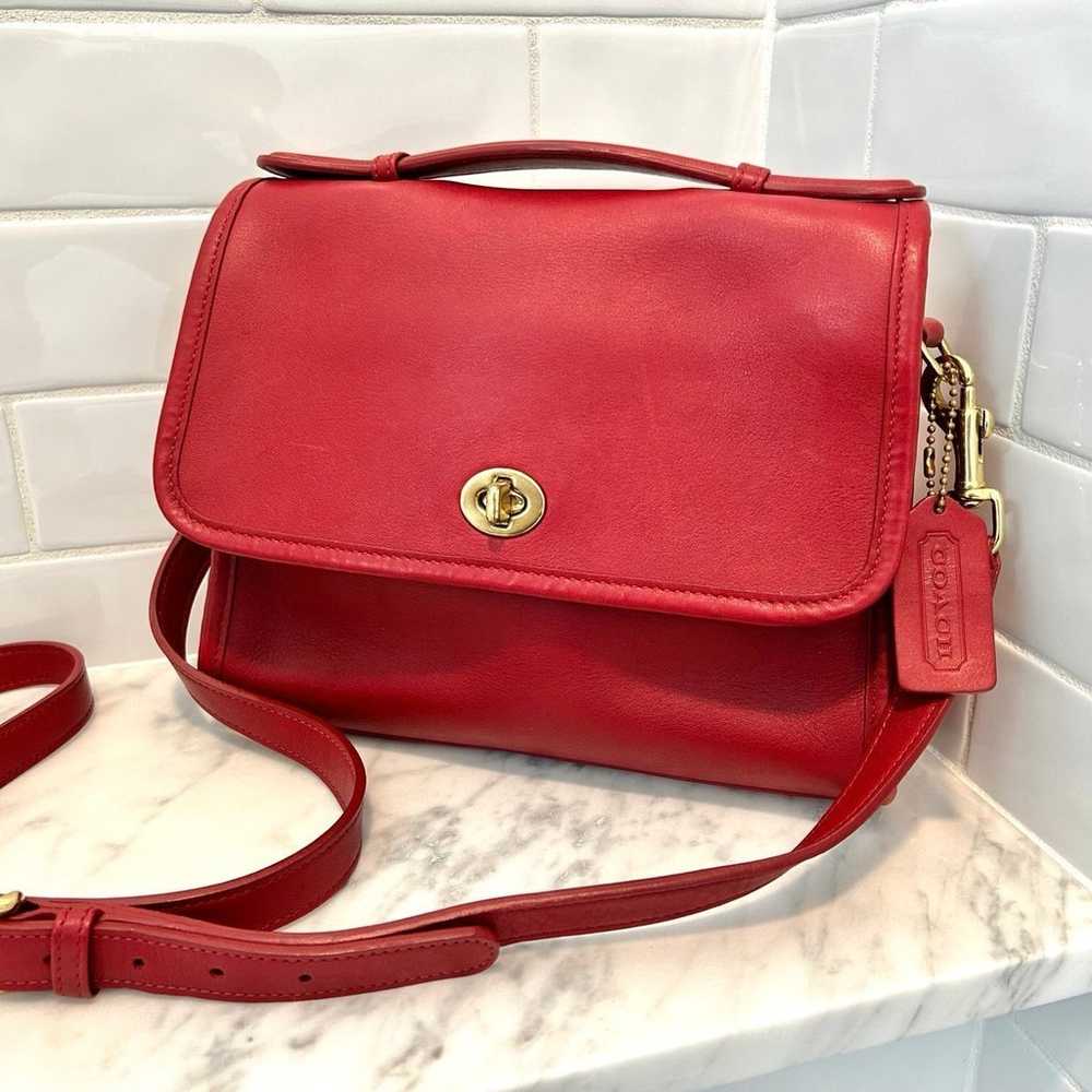 OFFER PENDING! Coach Vintage Red Leather Top Hand… - image 1