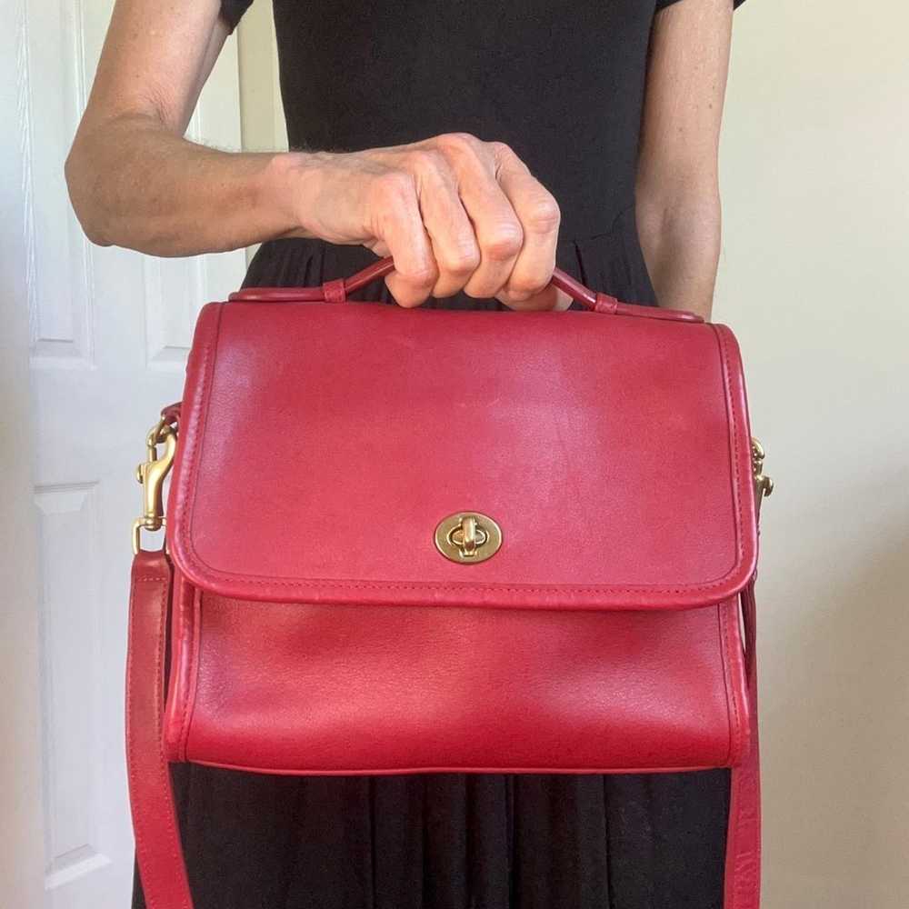 OFFER PENDING! Coach Vintage Red Leather Top Hand… - image 2