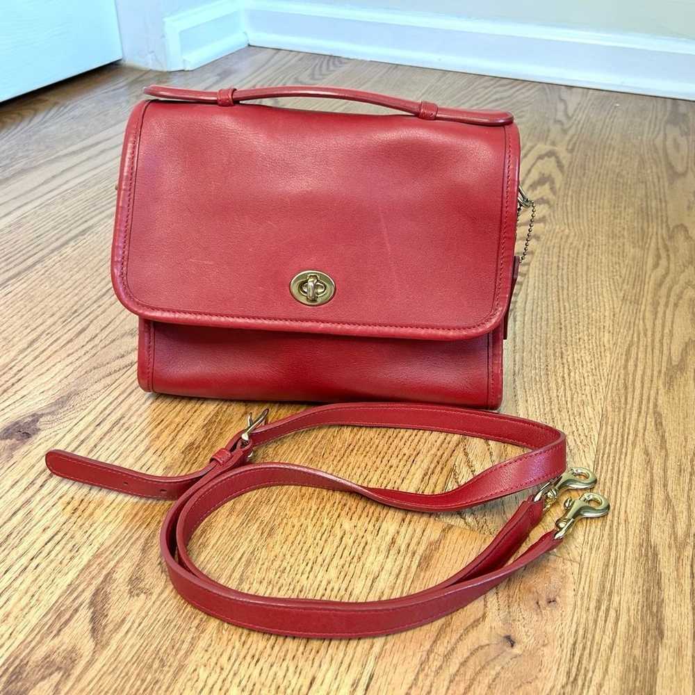 OFFER PENDING! Coach Vintage Red Leather Top Hand… - image 4