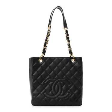 CHANEL Caviar Quilted Petit Shopping Tote PST Blac