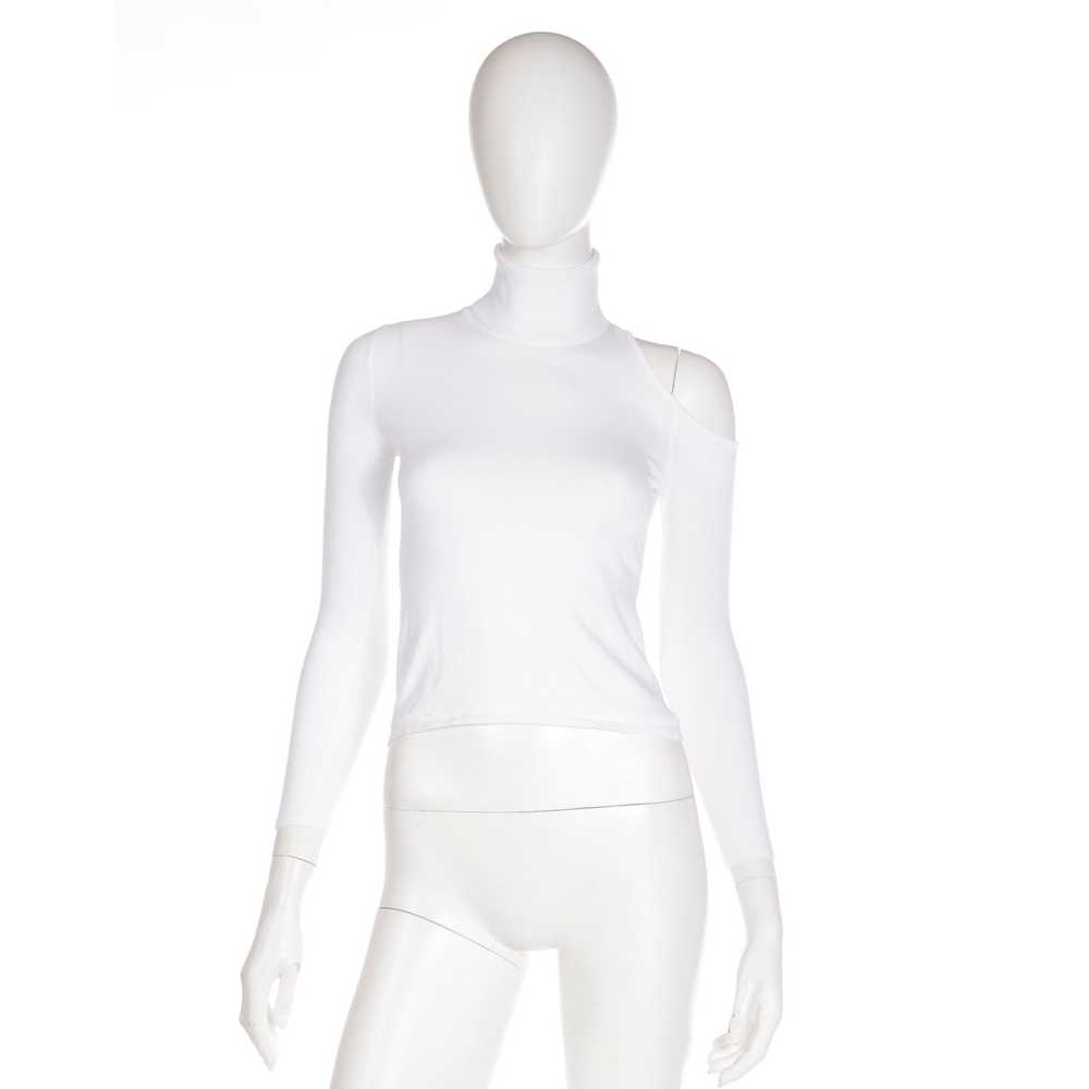 2010s Versace White Stretch Knit T Neck Top With … - image 2