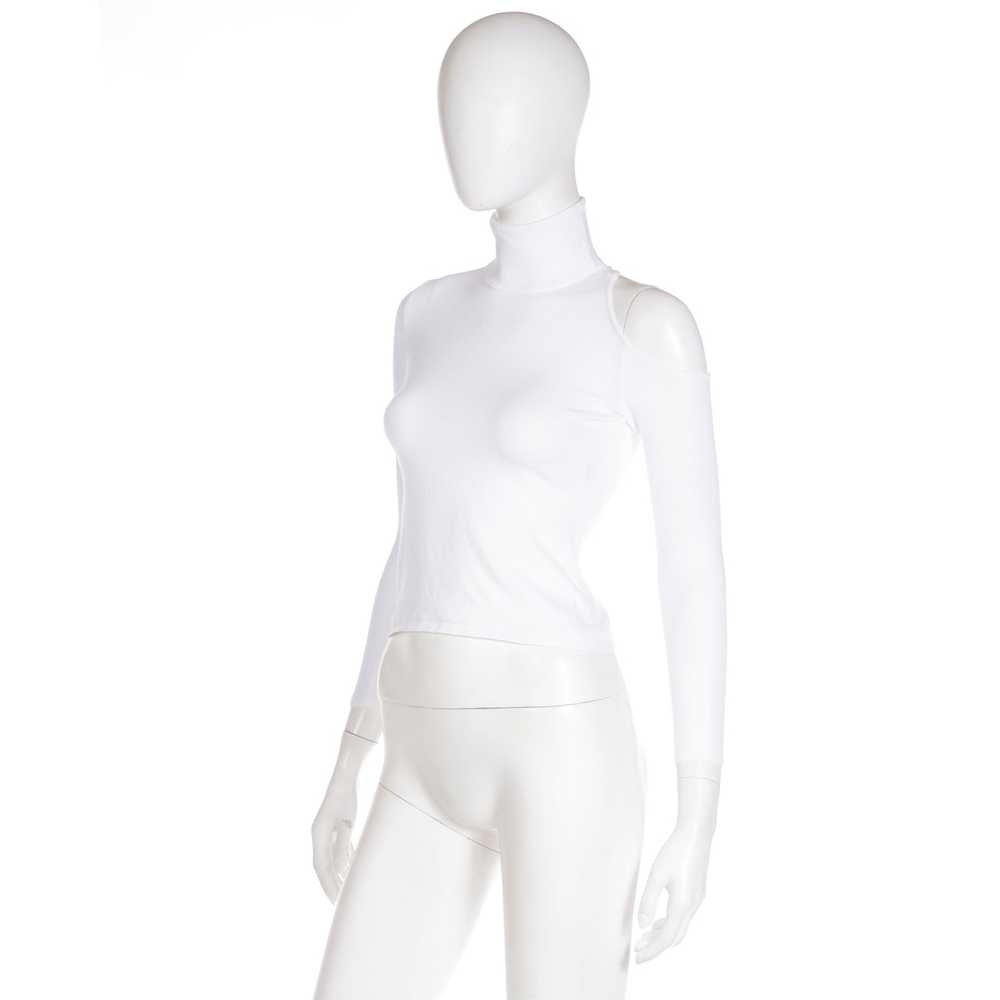 2010s Versace White Stretch Knit T Neck Top With … - image 3