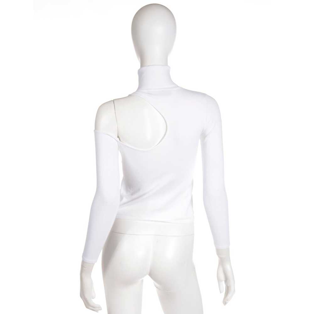 2010s Versace White Stretch Knit T Neck Top With … - image 4