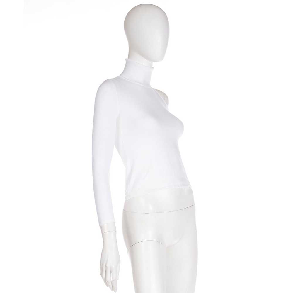 2010s Versace White Stretch Knit T Neck Top With … - image 5