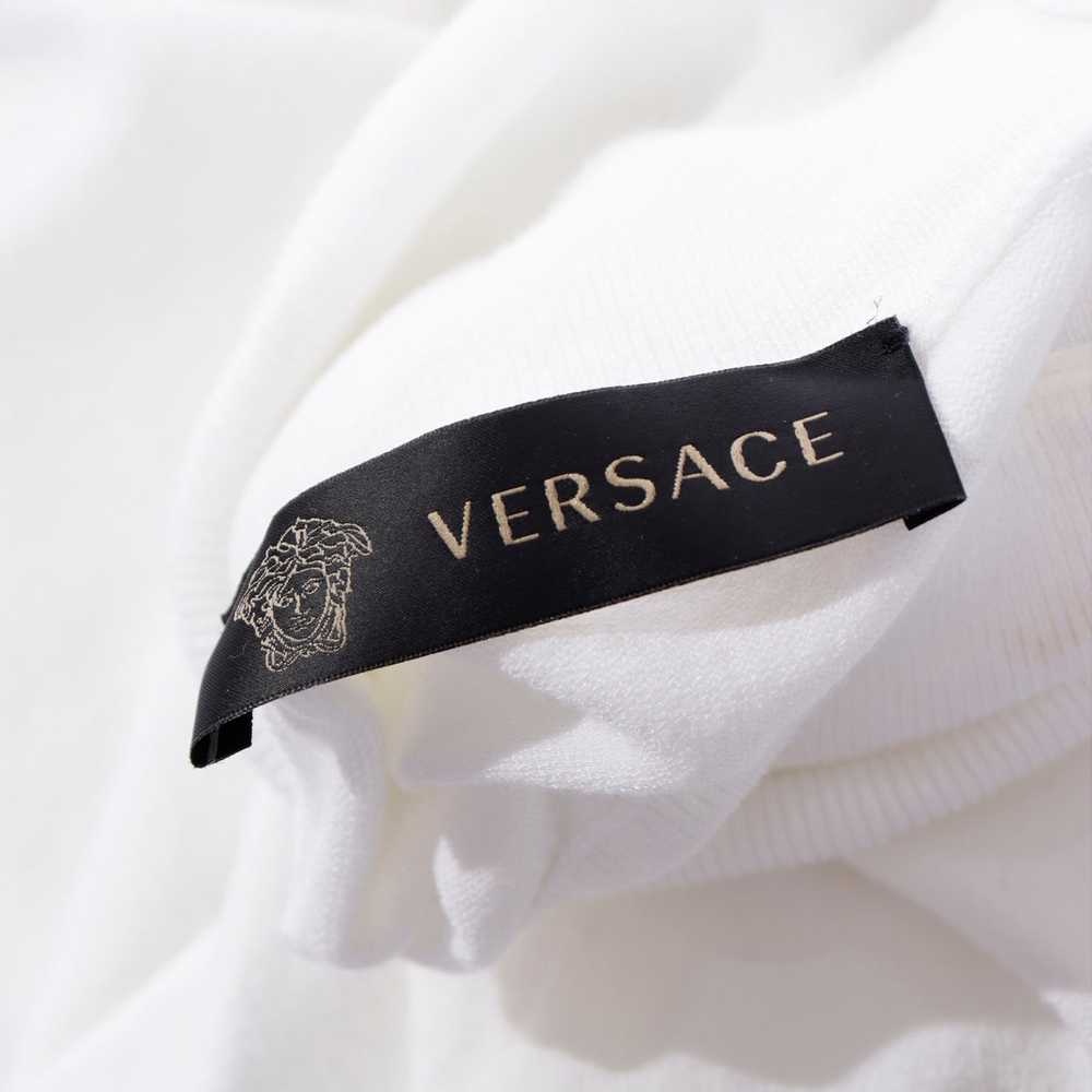 2010s Versace White Stretch Knit T Neck Top With … - image 7