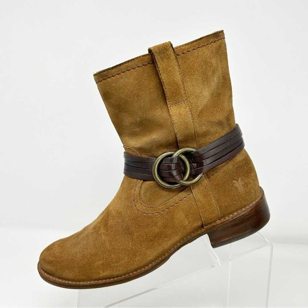 Frye Harness Tan Brown Leather Pull On Heeled Ank… - image 1