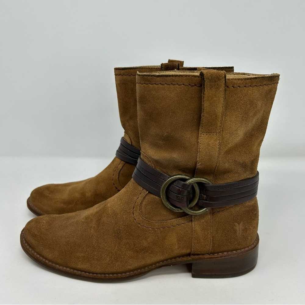 Frye Harness Tan Brown Leather Pull On Heeled Ank… - image 4