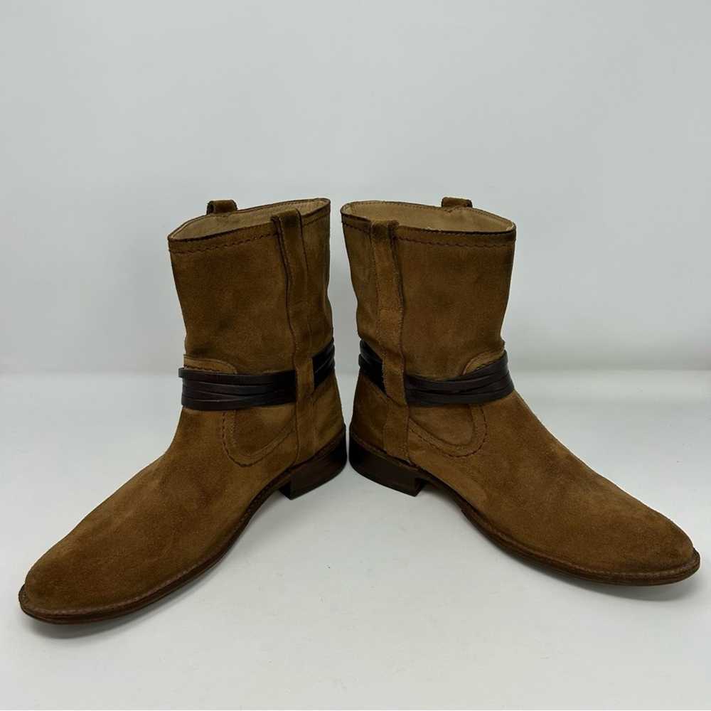 Frye Harness Tan Brown Leather Pull On Heeled Ank… - image 7