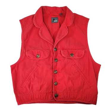 Vintage 90s Red Denim Button Up Vest Liz Wear Twe… - image 1