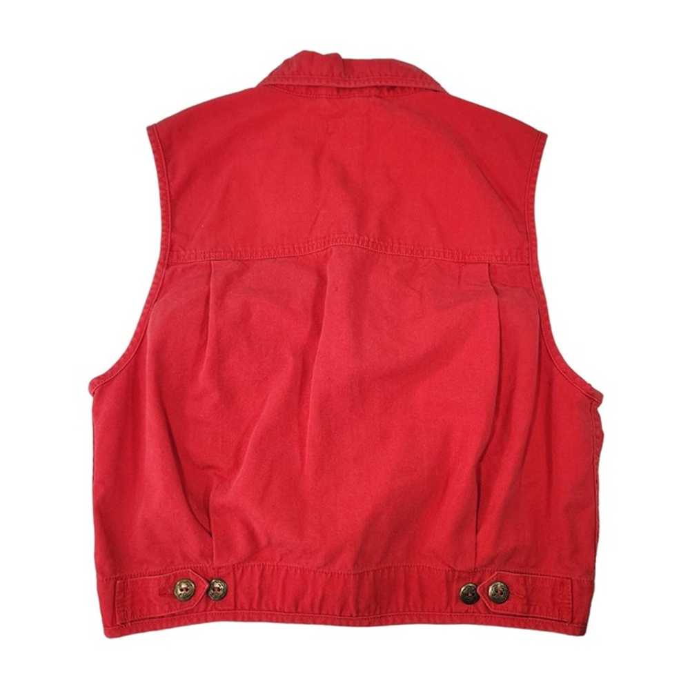 Vintage 90s Red Denim Button Up Vest Liz Wear Twe… - image 2