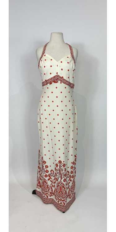 1960s - 1970s White & Red Polka Dot Paisley Halter